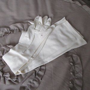 vintage long white fabric gloves